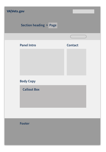 Action pages wireframe