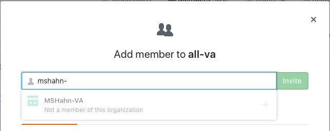 Message saying "Team members must already be part of the organization" when attempting to add a user that is not an org member