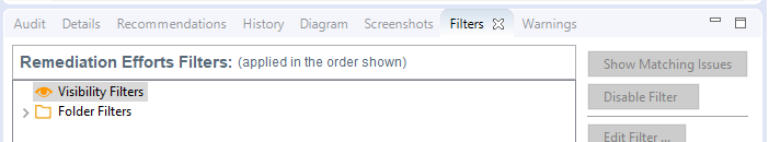 Filter tab with no visibility filters defined