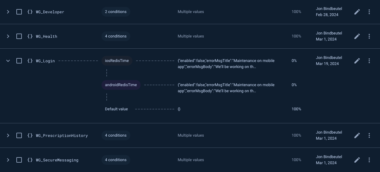 The firebase UI showing a created waygate