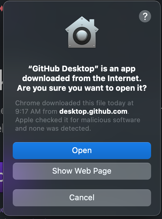 GitHub in Finder Warning