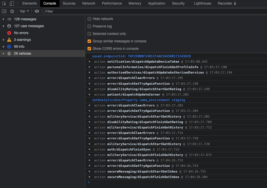 Chrome Dev Tools Console