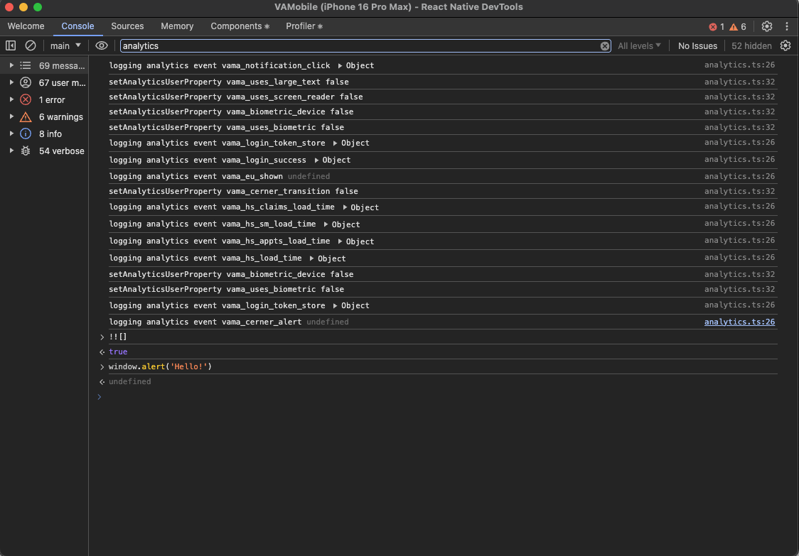 Dev Tools Console