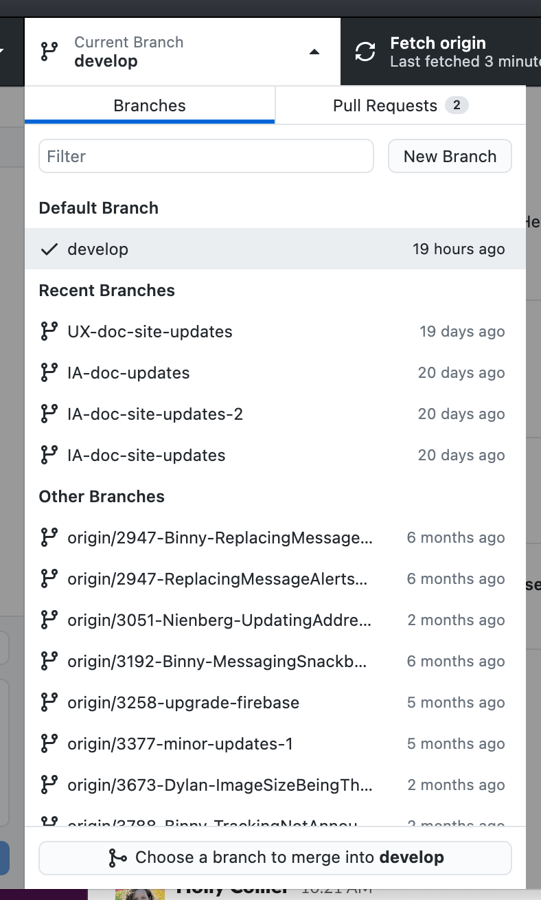 github - current branch