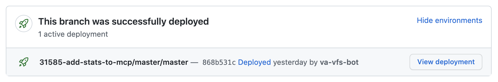 A link that appears in pull requests showing a link to the review instance deployment