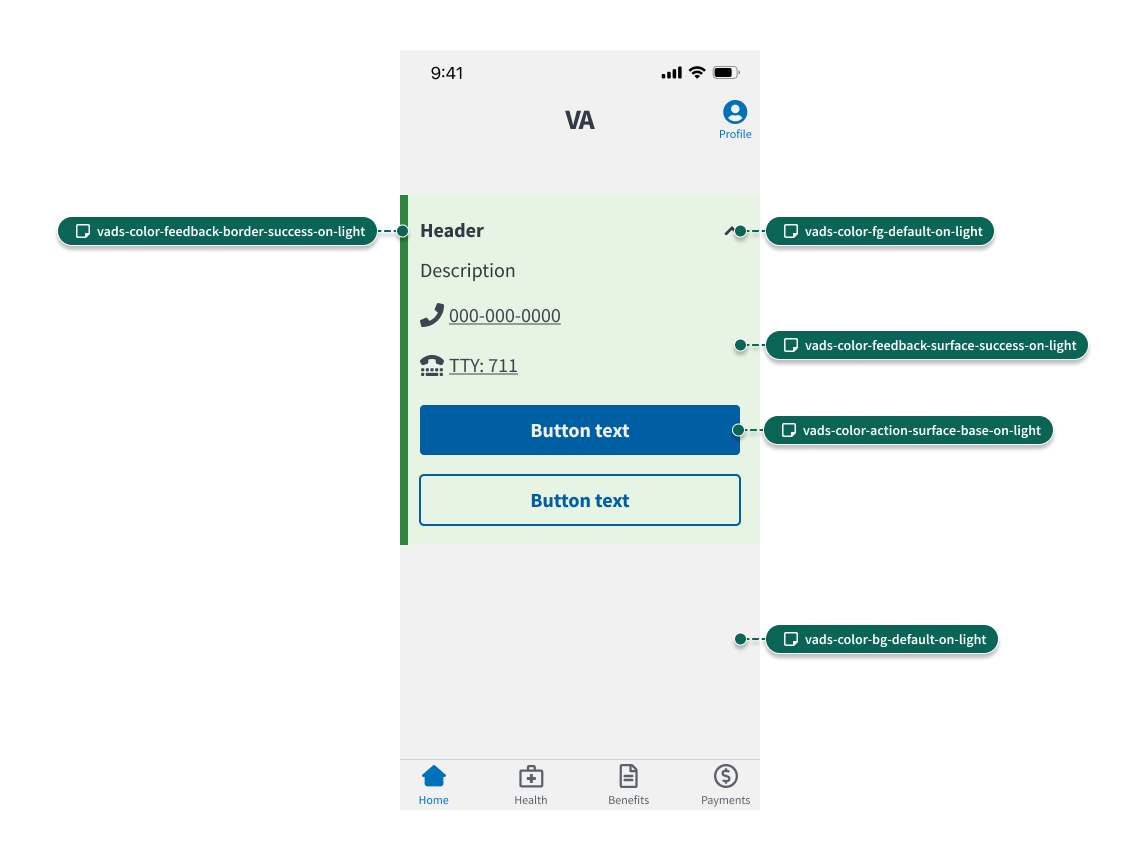 Image of the alert component with semantic tokens applied